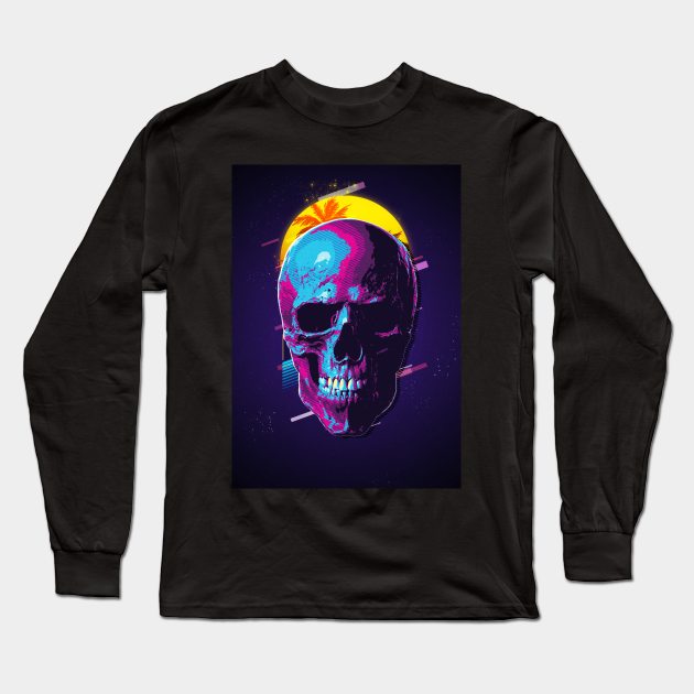 Skull retro80s Long Sleeve T-Shirt by Sakent